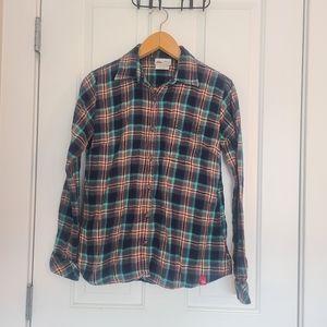 DICKIES Blue Orange Plaid Longsleeve Shirt Size Small